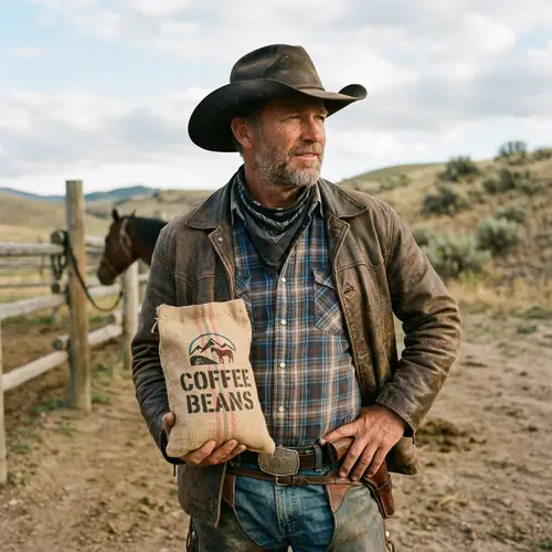 Cowboy with Coffee Bag - Rustic Charm
