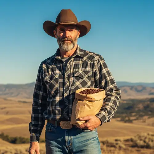 Cowboy with Coffee Bag - Rustic Charm