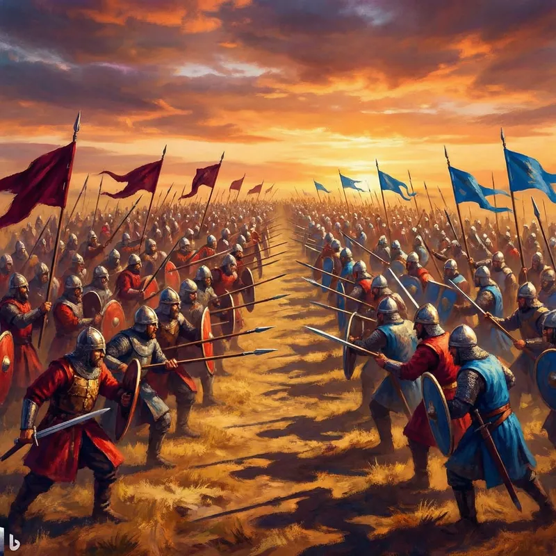 Vivid Colors in Historical War Scene Vivid Colors in Historical War Scene