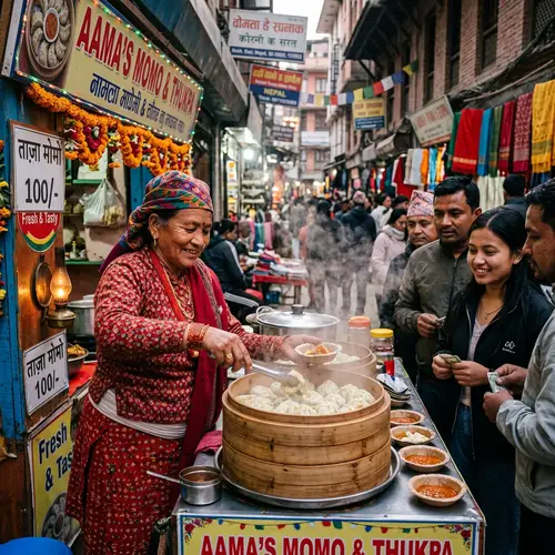Nepalese Grandma Selling Delicious Momos Street Food