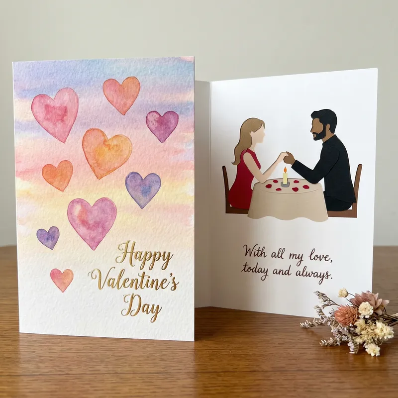 Romantic Valentine's Day Wish and Candle-lit Dinner Design