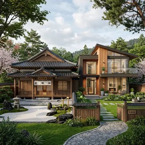Tranquil Dojo and Contemporary House: Harmony of Traditional and Modern Architecture