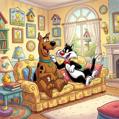Whimsical Tweety House: Scooby-Doo & Sylvester Fun