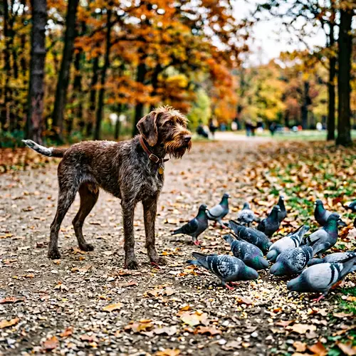 Pudelpointer Dog Watching Pigeons | Playful Canine Sight