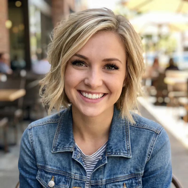 Stylish Young Woman with Short Blonde Hair
