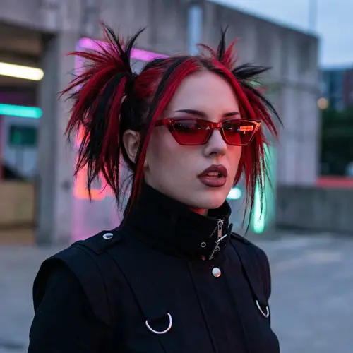 Bold Edgy Style: Red and Black Hair Inspiration