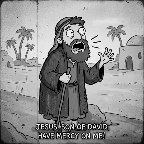 Early 20th Century Cartoon-Style Image of Bartimaeus from the Bible