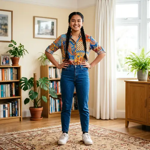 Confident South Asian Teen Girl Pose with Wide Hips