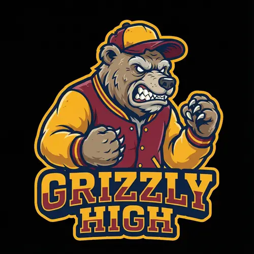 Aggressive High School Bear Mascot Design