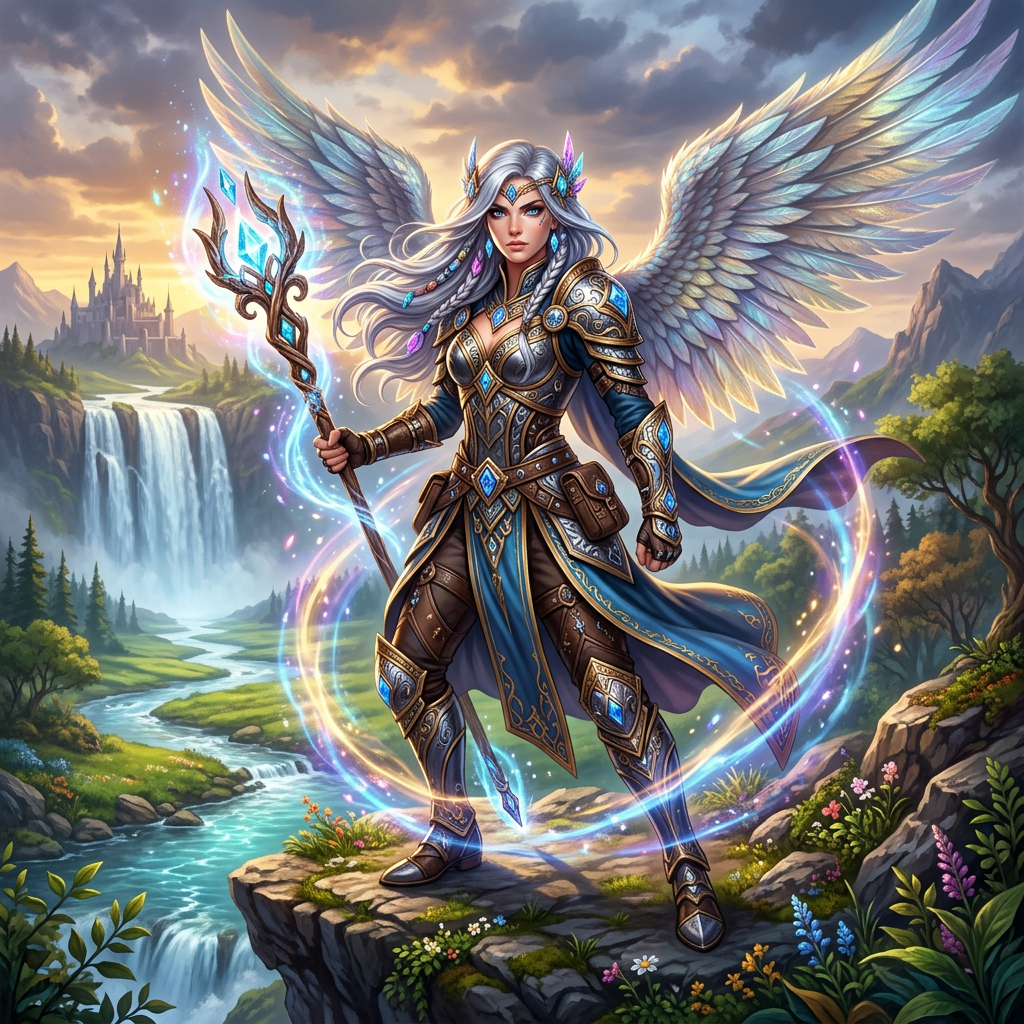 Goddess Angel Illuminating a Magical Landscape | AI Art Generator