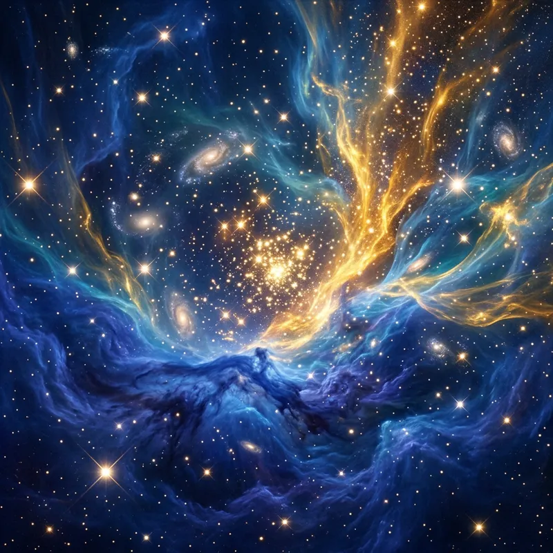 Blue and Gold Galaxy - Capturing the Essence of Change