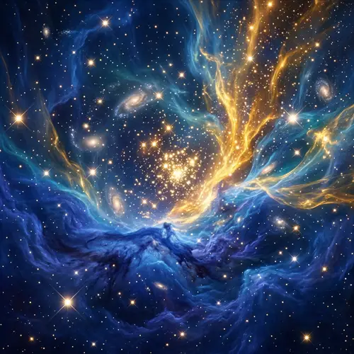 Blue and Gold Cosmic Universe - Moment of Intense Change