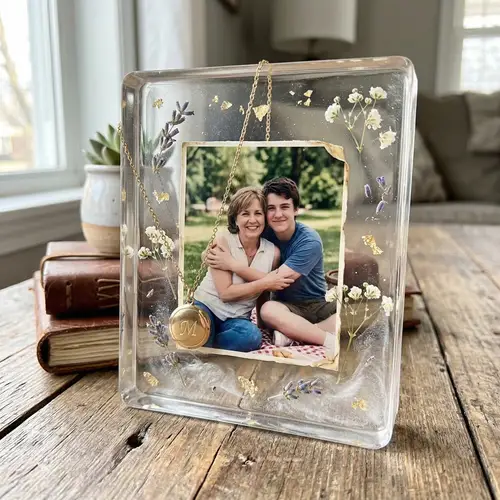 Custom Epoxy Resin Art with Jewelry and Photos