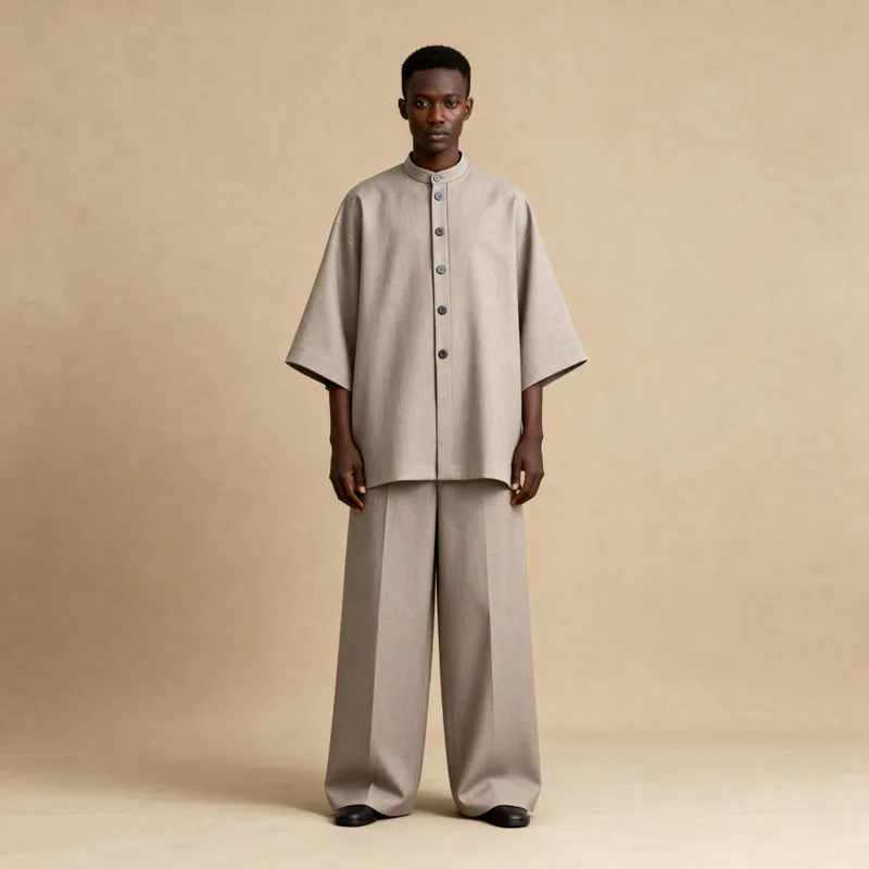 Oversized Minimalist Coupe and Wide Leg Pants Set