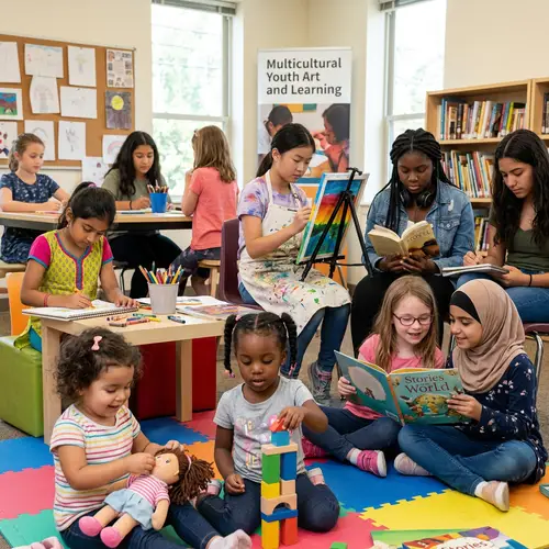 Multicultural Girls Engaged in Playful and Educational Activities