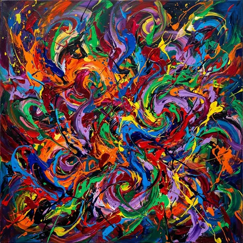 Vibrant Chaos: Abstract Representation in Swirling Colors