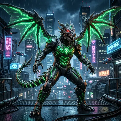 Futuristic Dragon-Themed Power Suit | High-Tech Materials