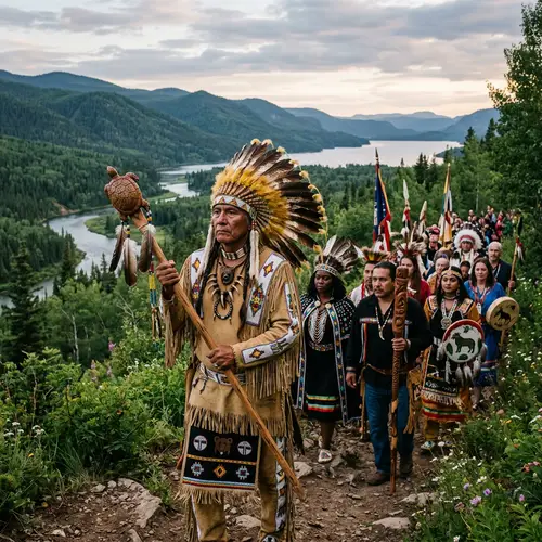 Native American Leader of the Turtle Clan with Diverse Followers