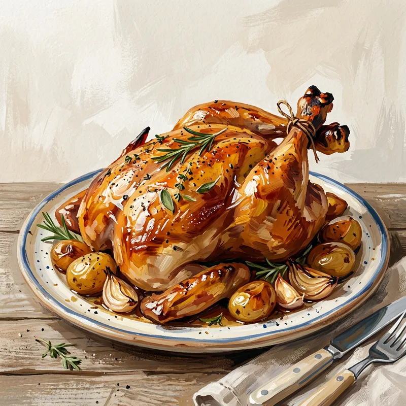Artistic Roasted Chicken Illustration