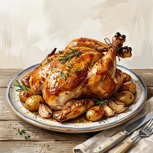 Artistic Roasted Chicken Illustration