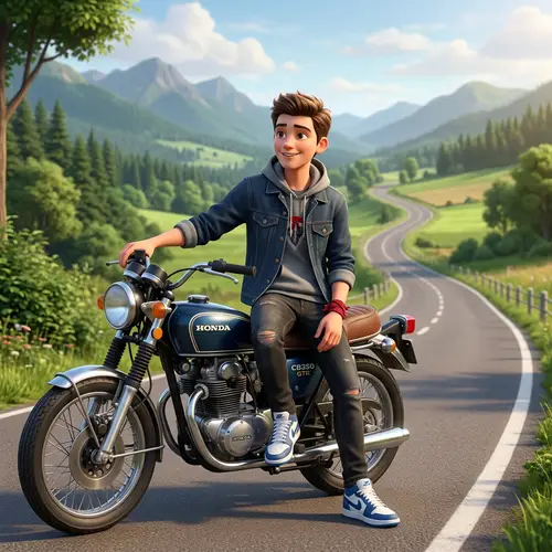 Modern Teen on GTR 350 Bike | 3D Teenager Illustration