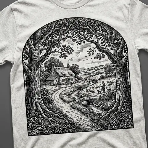 Vintage Oak Tree Design T-Shirt - Serene & Timeless