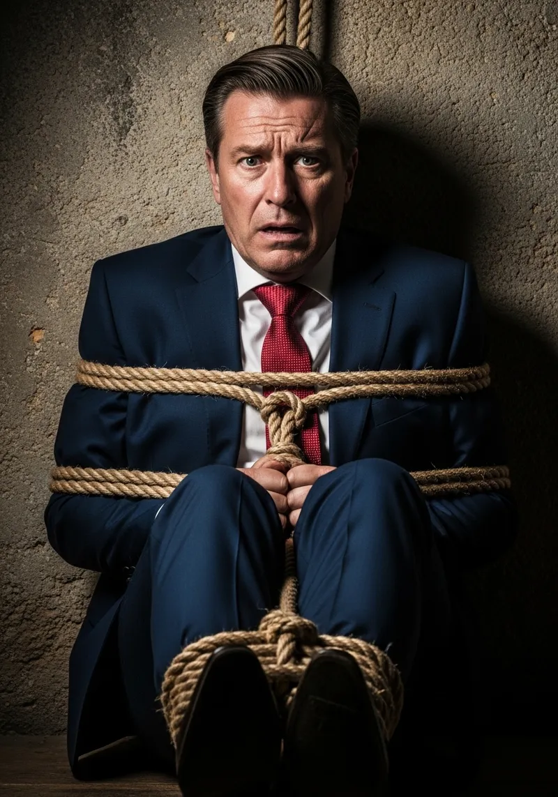 Businessman Tied Up in Ropes - A Shocking Image