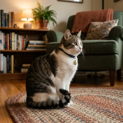 Captivating Medium-Sized House Cat with Soft Fur and Curious Eyes