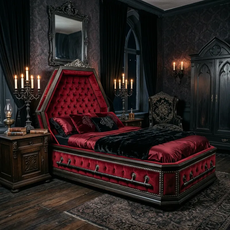 Gothic Coffin Bed: Elegant Horror Decor