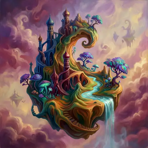 Fantastical Floating Island - Surreal Landscape Painting