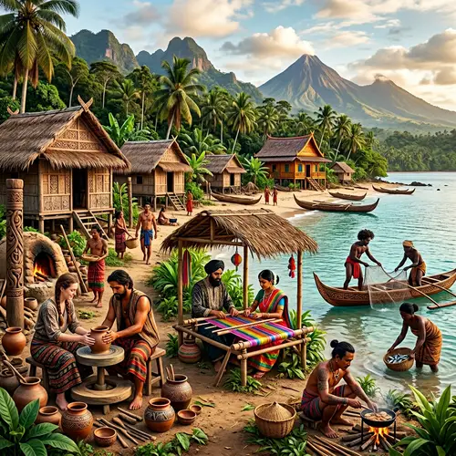 Pre-Colonial Philippines Scene: Diverse Traditional Lives & Natural Beauty