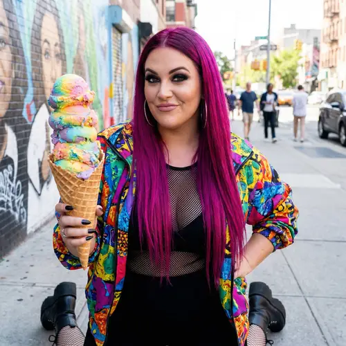 Nicki Minaj with Giant Ice Cream | Vibrant Music Artist