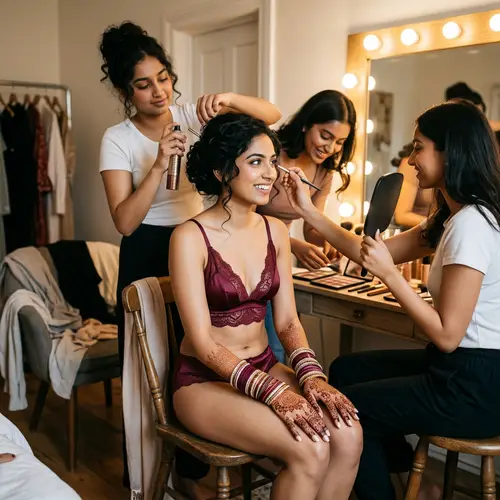 Stylish Maroon Lingerie & Feminizing Makeup