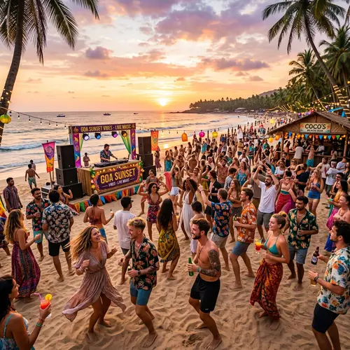 Goa Beach Party at Sunset: A Colorful Celebration