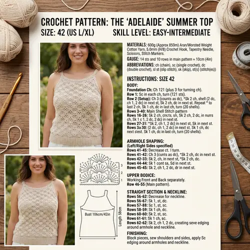 Crochet Pattern for Top Size 42