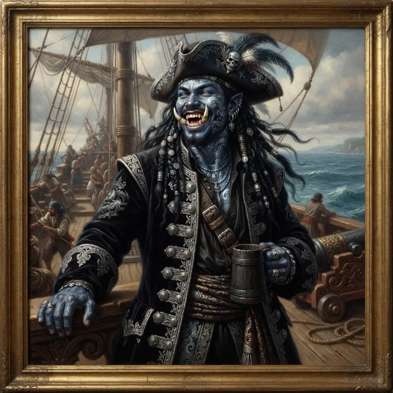 Asian Half-Orc Pirate Captain - Epic Fantasy Art Asian Half-Orc Pirate Captain - Epic Fantasy Art