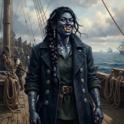 Female Half-Orc Pirate Captain in Stunning Artwork