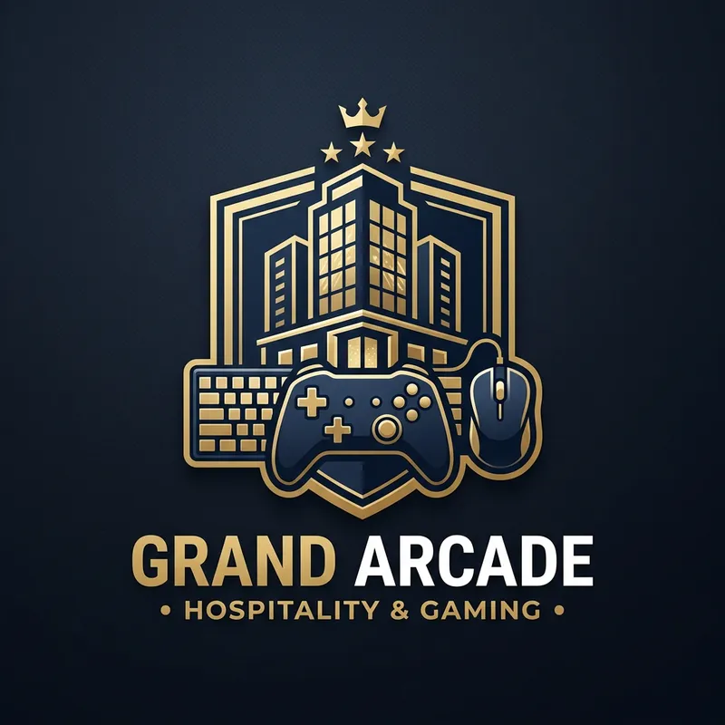 Luxury Hotel & Gaming Fusion Logo Design | Real-world to Digital Fun Luxury Hotel & Gaming Fusion Logo Design | Real-world to Digital Fun