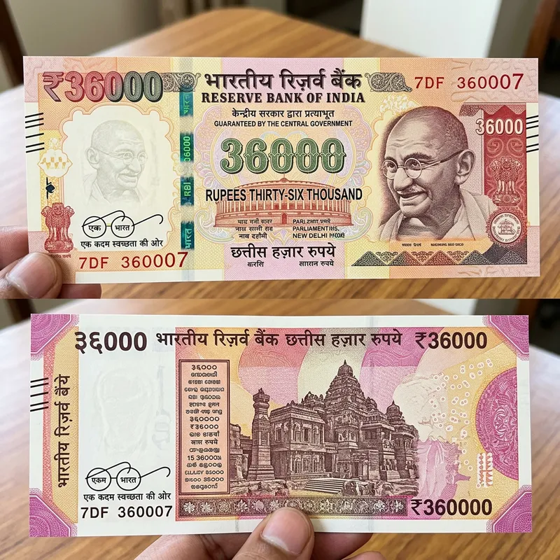 Create a 36000 Rs Indian Currency Note