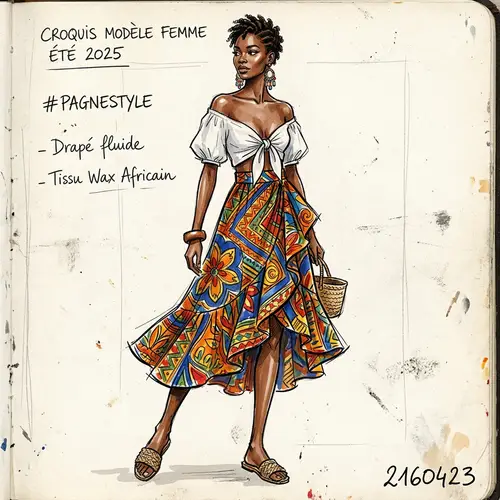 Summer 2025 Women's Fashion Sketch with Wrapper