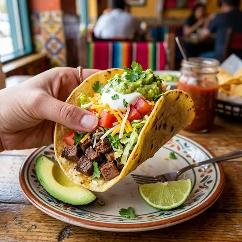Traditional Mexican Taco with Colorful Fillings