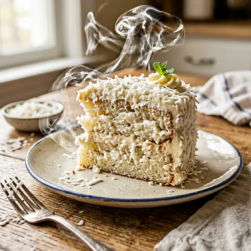 Fluffy Coconut Cake with Moist Texture and Vanilla Vapor