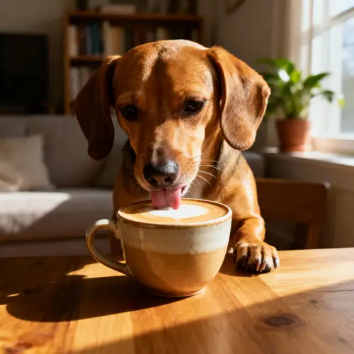 Adorable Dog Enjoying Coffee