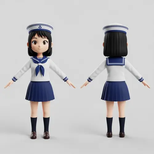 3D Anime Style Cartoon Character Model