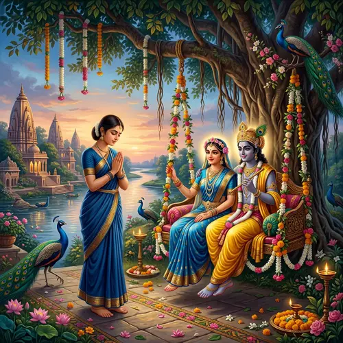 Mystical Wallpaper of Radha and Krishna in Vrindavan