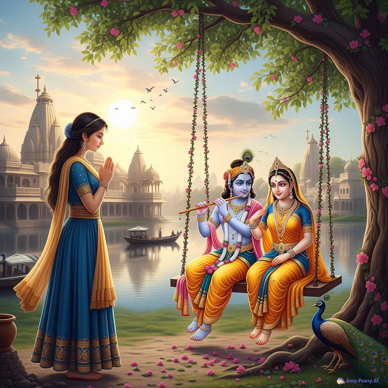 Mystical Wallpaper of Radha and Krishna in Vrindavan