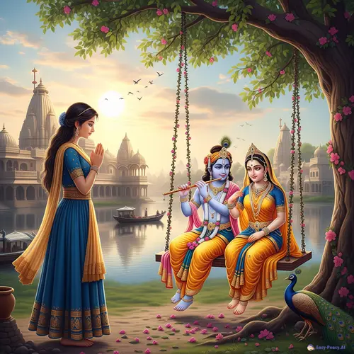 Mystical Wallpaper of Radha and Krishna in Vrindavan