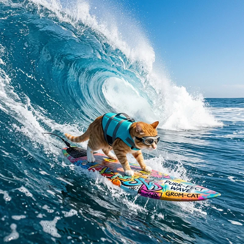Surfing Cat: Conquering the Waves Safely