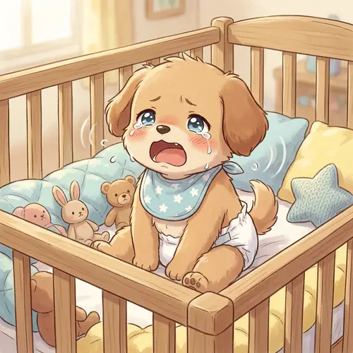 Anime-styled Crying Furry Animal in Diaper & Bib | Cute Art