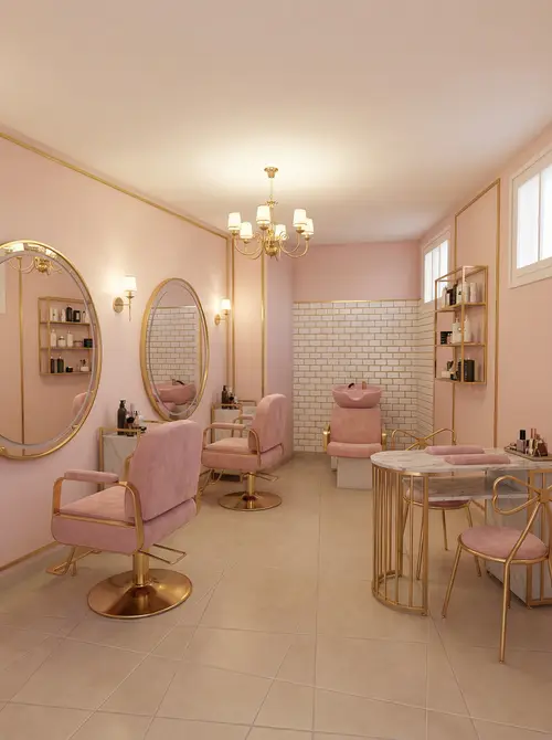 Chic Women's Beauty Salon in Pink and Gold